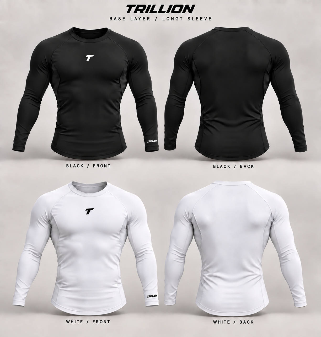 Black Trillion long sleeve compression shirt with centered T